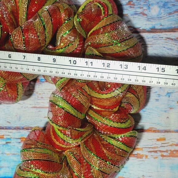 Candy Cane Wreath Green & Red Winter Christmas Wreath - Picture 3 of 6